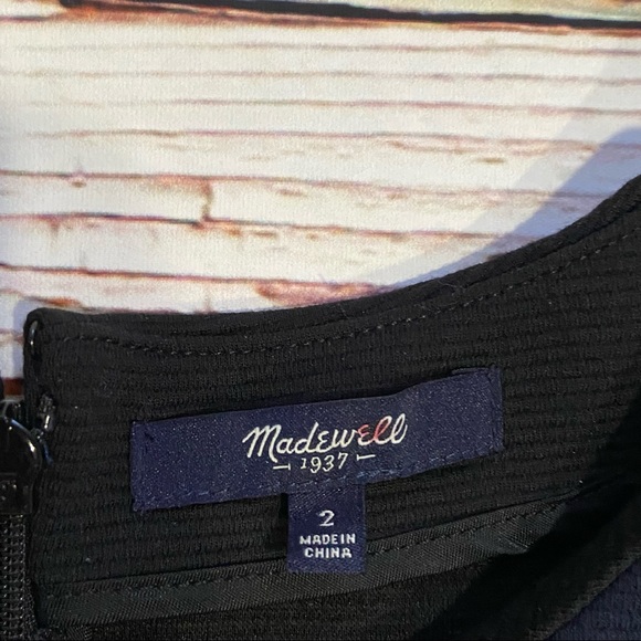 Madewell Gallerist Ponte Dress Colorblock Black Navy Sz 2 - Picture 9 of 13